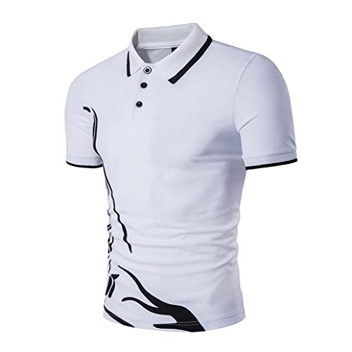 Yvelands Solapa de Negocios Hombres Sola Camiseta de Manga Corta de los Deportes Casuales Camisetas Tops, Liquidación Barato! (Blanco, M)