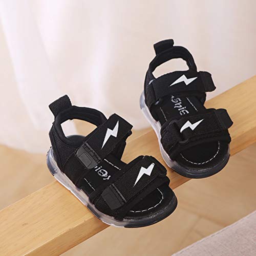 YWLINK Antideslizante Verano Fondo Blando CóModo El Comercio Exterior De NiñOs LED Luz Deportes Playa Zapatos Sandalias Luz Zapatos Rojo, Negro, Gris 21-30 Regalo