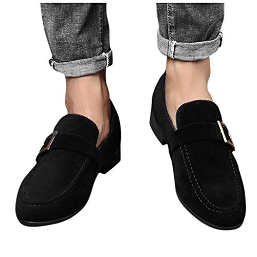 YWLINK Calzado De Negocios para Hombre,Hebilla De CinturóN, Zapatos Casuales De Ante，Calzado De Senderismo，Zapatos De Guisantes Mocasines，Gran TamañO Zapatos De Cuero para Hombres(Negro,45EU)