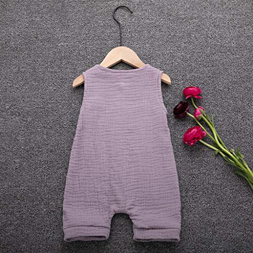 YWLINK Mono De Bebe,ReciéN Nacido Verano Mezcla De AlgodóN NiñO Sin Mangas Color SóLido Doblar Camisola Mono Lindo Ocio Y Confort Ropa De Bebe Fiesta CumpleañOs Regalo(Púrpura,18-24 meses/100)