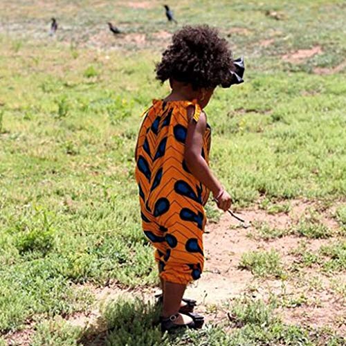 YWLINK Mono Estampado Digital Dashiki Africano NiñA Estilo Nacional Mono Holgado Sin Tirantes con Hombros Al Aire Y Verano Ajustable Ropa Casual NiñA Petos Pantalones De Trabajo(Naranja,4-5 años)