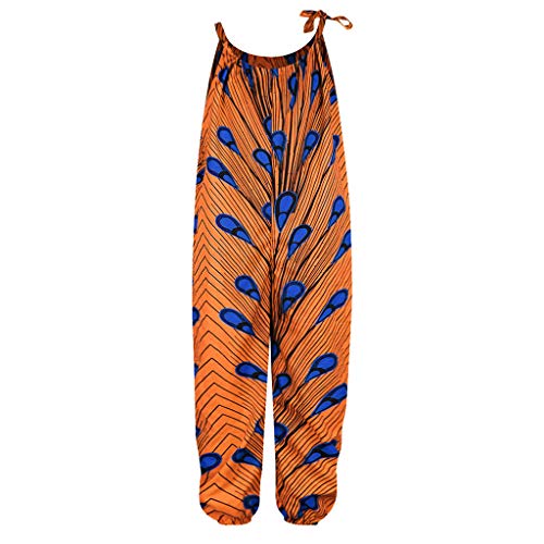 YWLINK Mono Estampado Digital Dashiki Africano NiñA Estilo Nacional Mono Holgado Sin Tirantes con Hombros Al Aire Y Verano Ajustable Ropa Casual NiñA Petos Pantalones De Trabajo(Naranja,4-5 años)