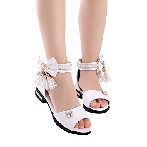 YWLINK NiñO NiñAs Grande Borla Arco Perla Rhinestone Princesa Zapatos Botas Romanas Zapatos De Baile Sandalias Zapatos De Princesa Sandalias De Playa Rosa Blanco Negro 27-36