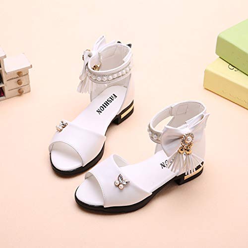 YWLINK NiñO NiñAs Grande Borla Arco Perla Rhinestone Princesa Zapatos Botas Romanas Zapatos De Baile Sandalias Zapatos De Princesa Sandalias De Playa Rosa Blanco Negro 27-36