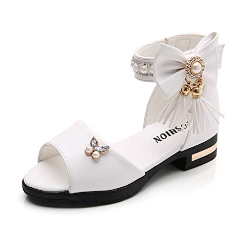 YWLINK NiñO NiñAs Grande Borla Arco Perla Rhinestone Princesa Zapatos Botas Romanas Zapatos De Baile Sandalias Zapatos De Princesa Sandalias De Playa Rosa Blanco Negro 27-36