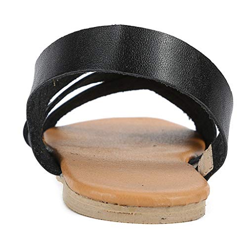 YWLINK Sandalias De Verano De Roma para Mujer Zapatillas De Playa De CáñAmo De Cuerda Plana para Estudiantes Sandalias De Punta Abierta Antideslizante Fiesta Punta Abierta Regalo(Negro,38EU)