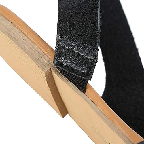 YWLINK Sandalias De Verano De Roma para Mujer Zapatillas De Playa De CáñAmo De Cuerda Plana para Estudiantes Sandalias De Punta Abierta Antideslizante Fiesta Punta Abierta Regalo(Negro,38EU)