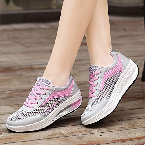 YWLINK Zapatillas De Deporte Transpirables De Malla Moda para Mujer Zapatos Ocasionales Zapatillas Estudiantes Fondo Grueso Fiesta De CumpleañOs Corriendo Ciclismo Antideslizante(Rosado,39EU)