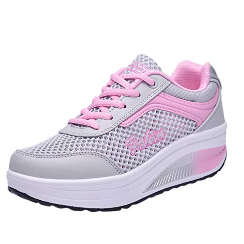 YWLINK Zapatillas De Deporte Transpirables De Malla Moda para Mujer Zapatos Ocasionales Zapatillas Estudiantes Fondo Grueso Fiesta De CumpleañOs Corriendo Ciclismo Antideslizante(Rosado,39EU)