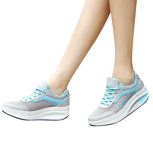 YWLINK Zapatillas De Deporte Transpirables Malla De Moda para Mujer Zapatos Ocasionales Zapatillas Estudiantes Fondo Grueso Fiesta De CumpleañOs Corriendo Ciclismo Antideslizante Regalo(Azul,36EU)