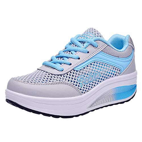 YWLINK Zapatillas De Deporte Transpirables Malla De Moda para Mujer Zapatos Ocasionales Zapatillas Estudiantes Fondo Grueso Fiesta De CumpleañOs Corriendo Ciclismo Antideslizante Regalo(Azul,36EU)