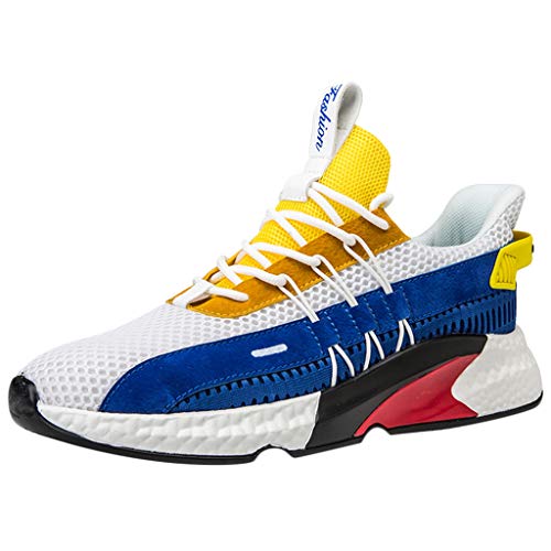YWLINK Zapatos Hombres,De Deporte Transpirables Tejidos La Plataforma Al Aire Libre De La Malla Zapatillas Deportivas Casuales Antideslizante Ciclismo MontañIsmo El FúTbol(Amarillo,43EU)