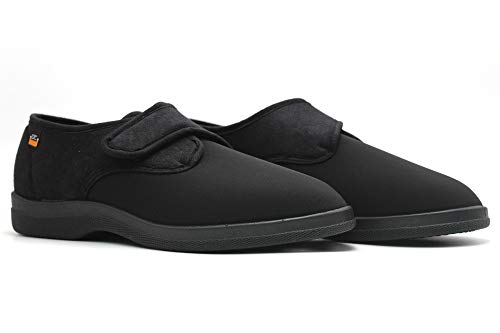 Zapatilla con Cierre Velcro y Pala Licra Elastica, Suela Ancha (Negro, Numeric_42)