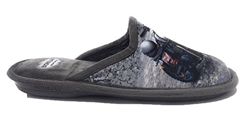 Zapatilla de Estar por casa/Biorelax/Hombre/Mod. Dibujo Moto/Gris/Material Suapel/Suela Goma/con Cámara de Aire/Talla 44