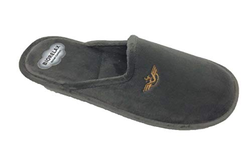 Zapatilla de Estar por casa/Biorelax/Hombre/Mod. Gris Liso/Empeine Suapel/Suela de Goma Antideslizante/Cámara de Aire/Talla 42