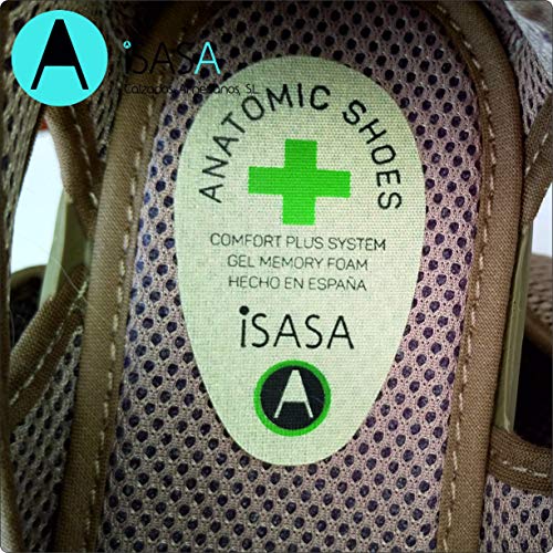 Zapatilla de señora Isasa Crimea Tostado, de Farmacia, Doble Velcro Semi Cerrada Fabricada en Rejilla Farmacia Tostada con Dos velcros para un Ajuste idoneo para pies delicados (Numeric_41)