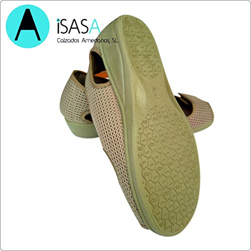 Zapatilla de señora Isasa Crimea Tostado, de Farmacia, Doble Velcro Semi Cerrada Fabricada en Rejilla Farmacia Tostada con Dos velcros para un Ajuste idoneo para pies delicados (Numeric_41)