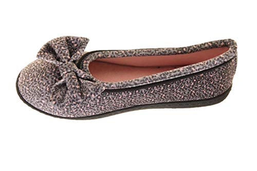 Zapatilla Estampado con Lazo, Planta Acolchada Muy COMODAS (Leopardo, Numeric_37)