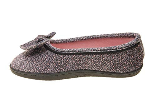 Zapatilla Estampado con Lazo, Planta Acolchada Muy COMODAS (Leopardo, Numeric_37)