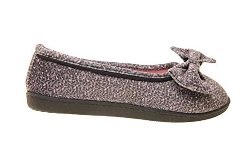 Zapatilla Estampado con Lazo, Planta Acolchada Muy COMODAS (Leopardo, Numeric_37)