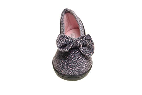 Zapatilla Estampado con Lazo, Planta Acolchada Muy COMODAS (Leopardo, Numeric_37)