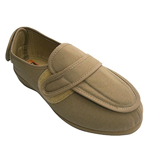Zapatilla Mujer pies Muy Anchos con Velcro en talón y en el Empeine Doctor Cutillas en Tostado Talla 38