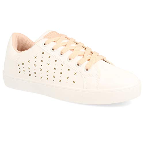 Zapatilla Mujer Verano de Cordones Casual con calados Laterales Primavera Verano 2019. Talla 36 Rosa