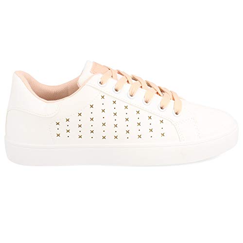 Zapatilla Mujer Verano de Cordones Casual con calados Laterales Primavera Verano 2019. Talla 36 Rosa