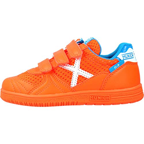 Zapatilla Munich Niño G-3 Kid Naranja/Plata Velcro Nº31