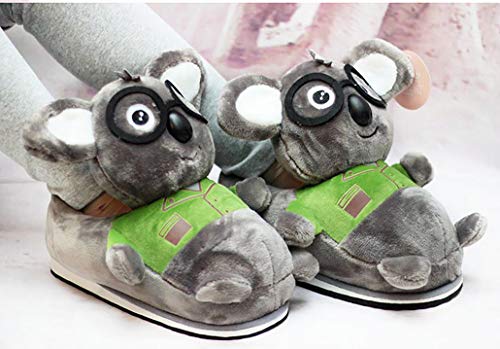 Zapatilla Unisex para Animales Adultos, Zapatillas de Invierno Elefante cálido/Jirafa/Koala/Hámster/Conejo, Zapatos de Felpa casera de Dibujos Animados (35/38 EU,Koala)