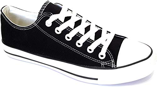 Zapatillas Canvas de Lona Unisex, Negro Blanco, 36 EU