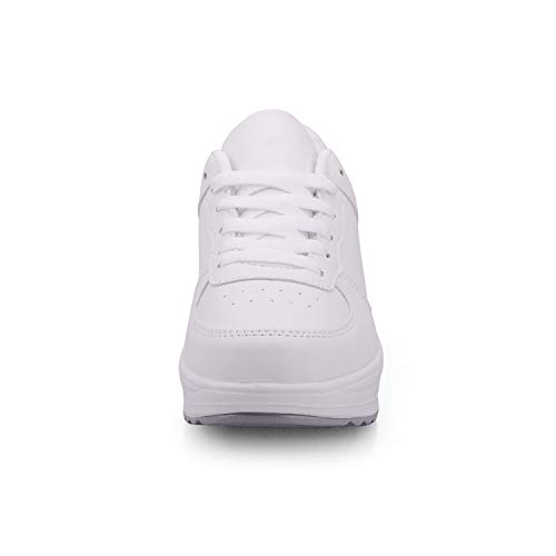 Zapatillas Casual para Mujer Zapatillas de Deporte Gimnasio Zapatos Cuña Cómodos Sneakers para Trotar Compras Blanco 36