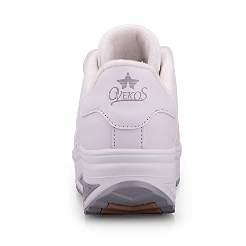 Zapatillas Casual para Mujer Zapatillas de Deporte Gimnasio Zapatos Cuña Cómodos Sneakers para Trotar Compras Blanco 38