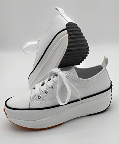 Zapatillas con Plataforma, Zapatillas de Lona Mujer, Zapatillas de Moda (Blanco, 38 EU, 38)