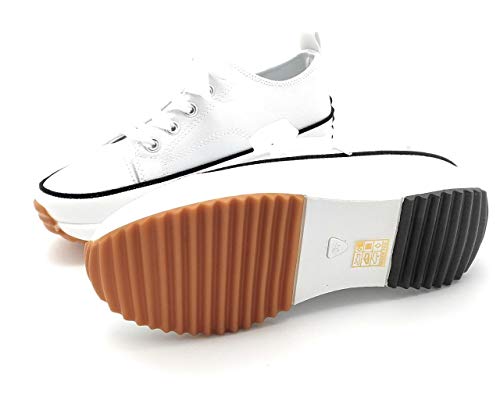Zapatillas con Plataforma, Zapatillas de Lona Mujer, Zapatillas de Moda (Blanco, 39 EU, 39)