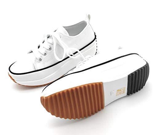 Zapatillas con Plataforma, Zapatillas de Lona Mujer, Zapatillas de Moda (Blanco, 41 EU, 41)