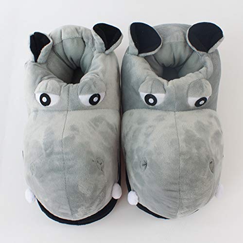Zapatillas de algodón Zapatillas de casa de hipopótamo Adulto Zapatillas de Felpa Zapatillas de cartón de Animales Zapatillas de tamaño