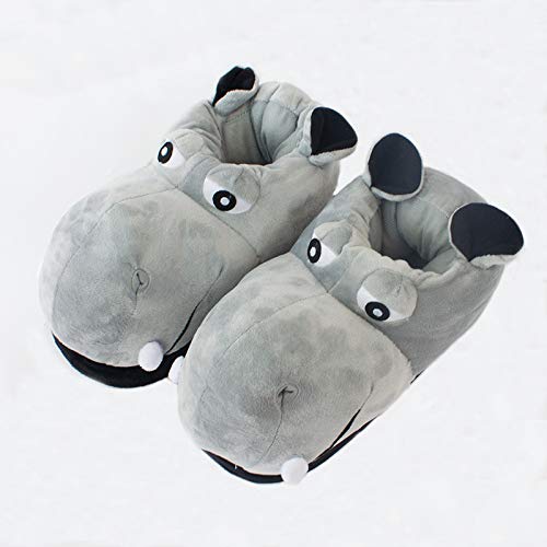 Zapatillas de algodón Zapatillas de casa de hipopótamo Adulto Zapatillas de Felpa Zapatillas de cartón de Animales Zapatillas de tamaño