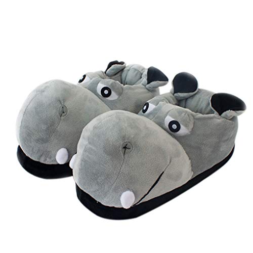 Zapatillas de algodón Zapatillas de casa de hipopótamo Adulto Zapatillas de Felpa Zapatillas de cartón de Animales Zapatillas de tamaño