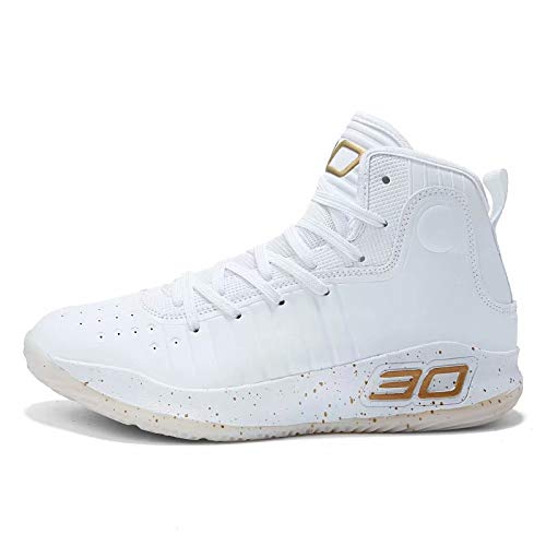 Zapatillas De Baloncesto Hombre Mujer Antideslizante De La Luz Amortiguación Transpirable Aire Libre Zapatillas De Deporte Zapatillas De Gimnasia Blanco Dorado 38