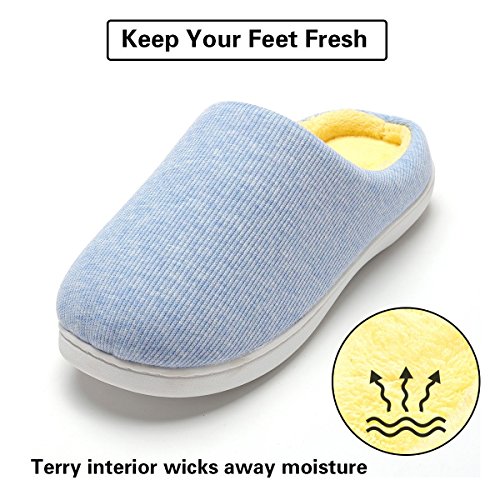 Zapatillas de Casa de Mujer Invierno - Zapatillas Casa Ultraligero Cómodo y Antideslizante, Zapatilla de Estar por Casa para Mujer Fluff Antideslizantes (Azul, EU42/43)