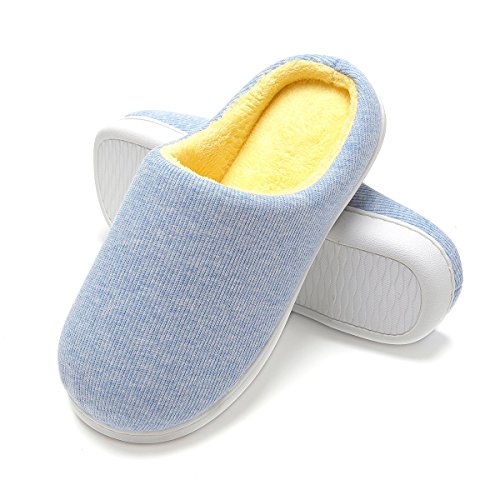 Zapatillas de Casa de Mujer Invierno - Zapatillas Casa Ultraligero Cómodo y Antideslizante, Zapatilla de Estar por Casa para Mujer Fluff Antideslizantes (Azul, EU42/43)