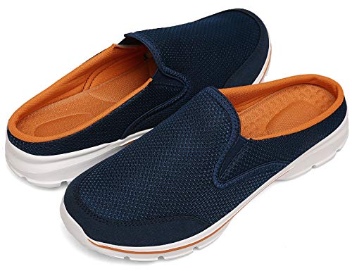 Zapatillas de Casa Mujer Hombre Zuecos de Algodón Comodas Transpirable Casual Pantuflas Exterior y Interior, Azul Naranja, 41 EU