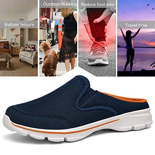 Zapatillas de Casa Mujer Hombre Zuecos de Algodón Comodas Transpirable Casual Pantuflas Exterior y Interior, Azul Naranja, 41 EU
