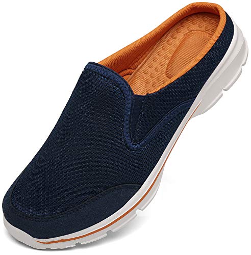 Zapatillas de Casa Mujer Hombre Zuecos de Algodón Comodas Transpirable Casual Pantuflas Exterior y Interior, Azul Naranja, 41 EU