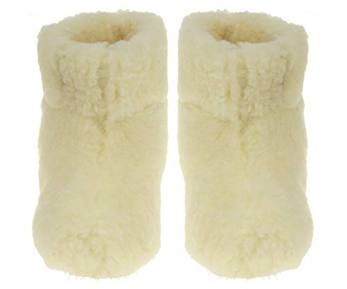 Zapatillas De Casa Mujer Invierno Unisexo Lana Pantuflas Zapatillas para Hombre Hechas De Lana De Oveja Ole (36, Crema)