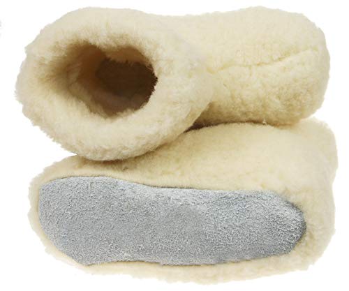 Zapatillas De Casa Mujer Invierno Unisexo Lana Pantuflas Zapatillas para Hombre Hechas De Lana De Oveja Ole (36, Crema)