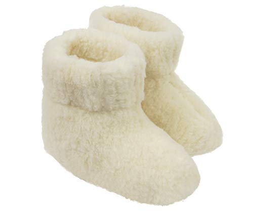 Zapatillas De Casa Mujer Invierno Unisexo Lana Pantuflas Zapatillas para Hombre Hechas De Lana De Oveja Ole (36, Crema)