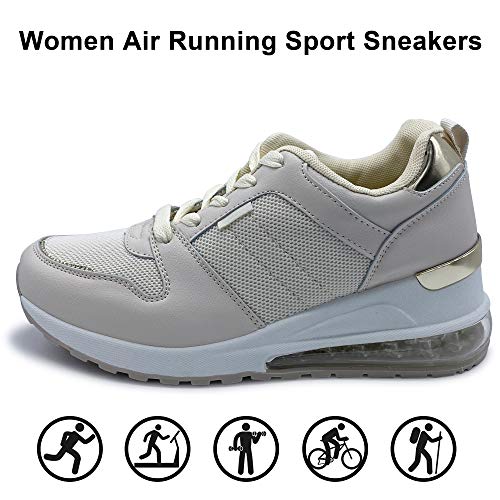 Zapatillas de cuña de tacón Alto para Mujer, Zapatillas de Deporte con cuña para Interiores de Aire para Mujer, Zapatillas Deportivas con cuña, talón de 7 CM, Plataforma Informal al Aire Libre