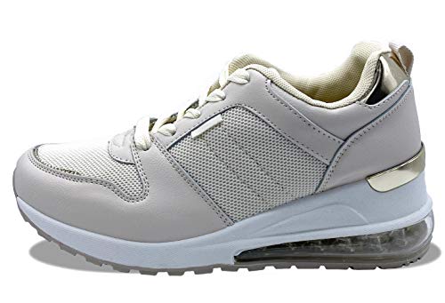 Zapatillas de cuña de tacón Alto para Mujer, Zapatillas de Deporte con cuña para Interiores de Aire para Mujer, Zapatillas Deportivas con cuña, talón de 7 CM, Plataforma Informal al Aire Libre